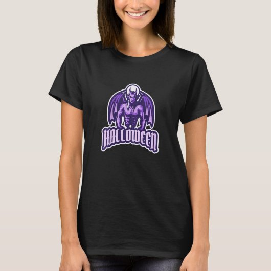 Kids Purple Girls Halloween Workout Devil Hallowe T-Shirt (Vorderseite)