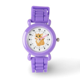 Kids purpurp Silicone Strap - Niedliche Katze Armbanduhr