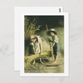 Kids raaking Hay 1903 Vintag Handfarbig Postkarte (Vorne/Hinten)