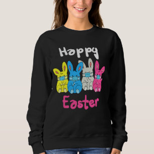 Kids Rabbits Bunny Face Maske Happy Oaster Quarant Sweatshirt