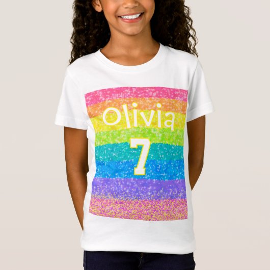 Kids Rainbow Birthday Editing Text Design T-Shirt (Vorderseite)