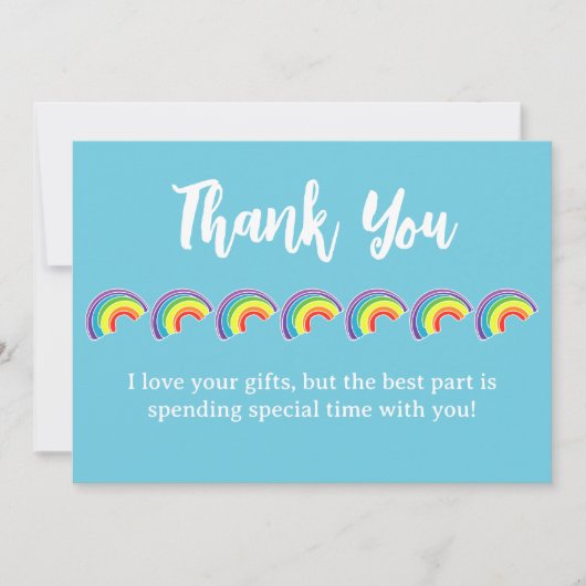 Kids Rainbow Birthday Party Dankeskarte (Vorderseite)