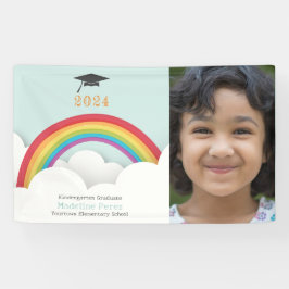 Kids Rainbow Clouds Kindergarten Abschluss Foto Banner