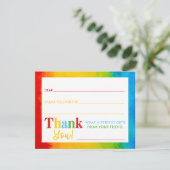 Kids Rainbow Watercolor Fill-In Dankeschön Karte (Stehend Vorderseite)