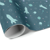 Kids-Raketenschiff auf Weltraumreisen Saturn-Plane Geschenkpapier (Rolleneckpunkt)