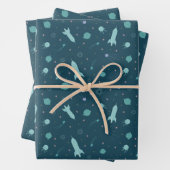 Kids-Raketenschiff auf Weltraumreisen Saturn-Plane Geschenkpapier Set (Beispiel)