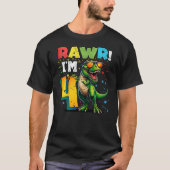 Kids Rawr I'm 4 4th Birthday T Rex Dinosaur Party T-Shirt (Vorderseite)
