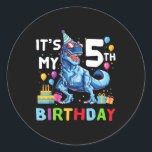 Kids Rawr I'm 5 5th Birthday T Rex Dinosaur Party Runder Aufkleber<br><div class="desc">Kinder Rawr I m 5 5. Geburtstag T Rex Dinosaur Party Geschenk für Jungen</div>