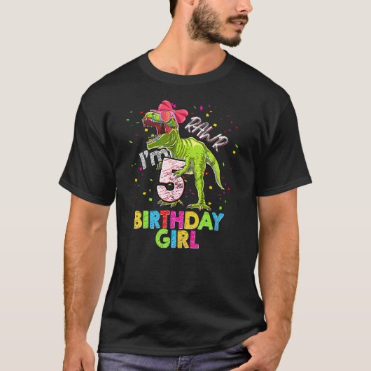 Kids Rawr I'm 5 5th Birthday T Rex Dinosaur Party T-Shirt (Vorderseite)