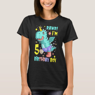 Kids Rawr Im 5. Geburtstag Boy Trex Dinosaur Birt T-Shirt