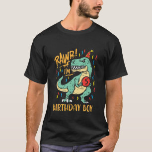 Kids Rawr Im 5 Geburtstag Boy Trex Dinosaur Niedli T-Shirt