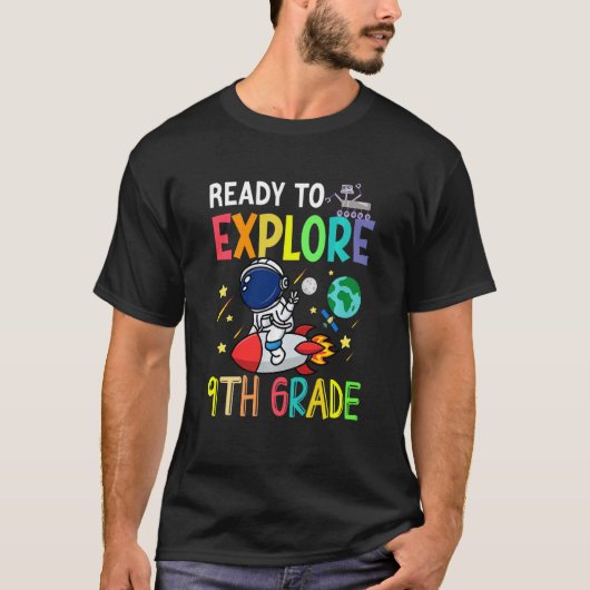 Kids Ready To Explore Ninth Grade Astronaut Back T T-Shirt (Vorderseite)