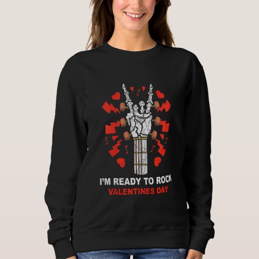 Kids Ready To Rock Valentines Day Cool Skeleton Ha Sweatshirt (Vorderseite)