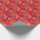 Kids Red Fire Truck Wrapping Paper Geschenkpapier (Ecke)