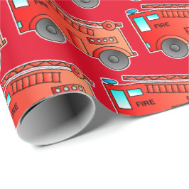Kids Red Fire Truck Wrapping Paper Geschenkpapier