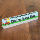 Kid's Red/Yellow Dump Truck auf der Straße Namensplakette (Seite)