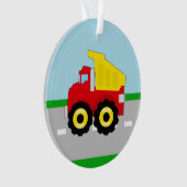 Kid's Red/Yellow Dump Truck auf der Straße Ornament (Vorderseite)