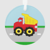 Kid's Red/Yellow Dump Truck auf der Straße Ornament (Rückseite)