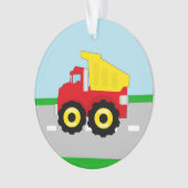 Kid's Red/Yellow Dump Truck auf der Straße Ornament (Vorderseite)