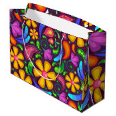 Kids Regenbogenfarbe abstrakt Große Geschenktüte (Rückseite Schrägansicht)