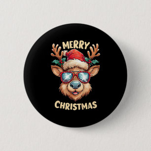Kids Reindeer Frohe Weihnachts-Weihnachtsmannmütze Button