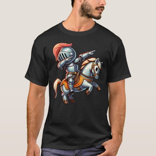Kids Ren Faire Dabbing Medieval Knight Horse Renai T-Shirt (Vorderseite)