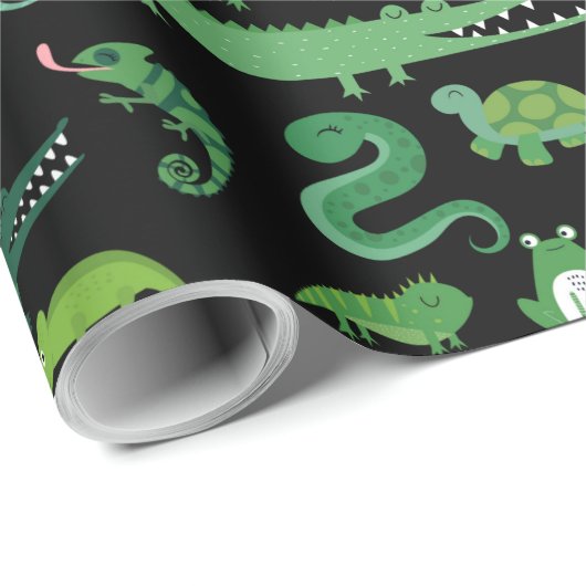 Kids Reptile Amphibien Tiermuster Wrapping Geschenkpapier (Rolleneckpunkt)