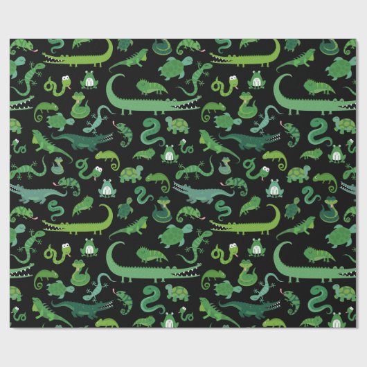 Kids Reptile Amphibien Tiermuster Wrapping Geschenkpapier (Flach)