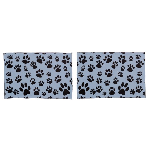 Kid's Retro Blue Niedlich Dog Paw Prints Variation Kissenbezug (Vorderseite-Set)