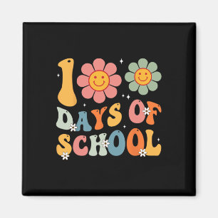 Kids Retro Groovy 100 Tage glücklich 100 Tage Scho Magnet