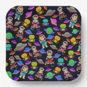 Kids Retro Roboter und Astronauten Pappteller (Vorderseite)