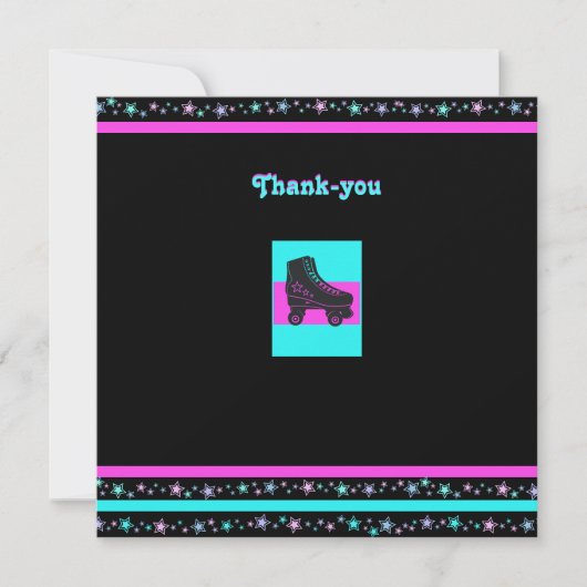 Kids Retro Roller Skaten Party Danke Karte (Vorderseite)