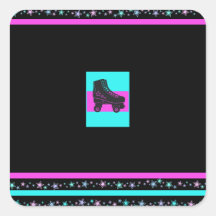 Kids Retro Roller Skaten Party Square Sticker