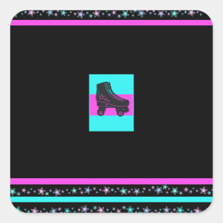 Kids Retro Roller Skaten Party Square Sticker