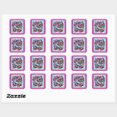 Kids Retro Roller Skaten Party Square Sticker (Blatt)