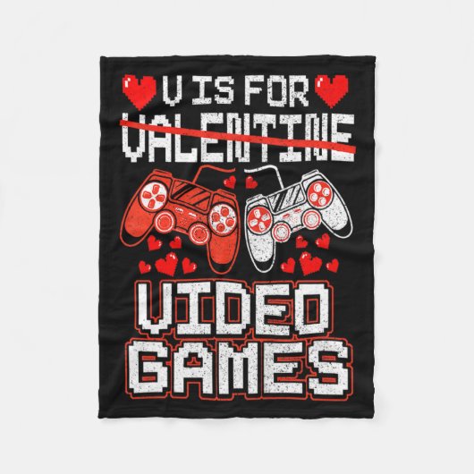 Kids Retro Video Game Valentines Day For Toddler B Fleecedecke (Vorderseite)