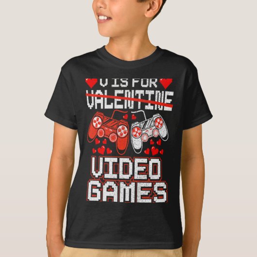 Kids Retro Video Game Valentines Day For Toddler B T-Shirt (Vorderseite)