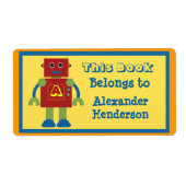 Kids Robot Monogram Book Sticker (Vorne)