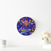 Kids ROBOT Schlafzimmerdekor Rosa Blauer Name Nüss Runde Wanduhr (Zuhause)