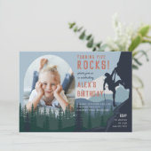 Kids Rock Climbing Foto Geburtstagsparty Einladung (Stehend Vorderseite)