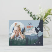 Kids Rock Climbing Geburtstags-Foto Dankeskarte (Stehend Vorderseite)