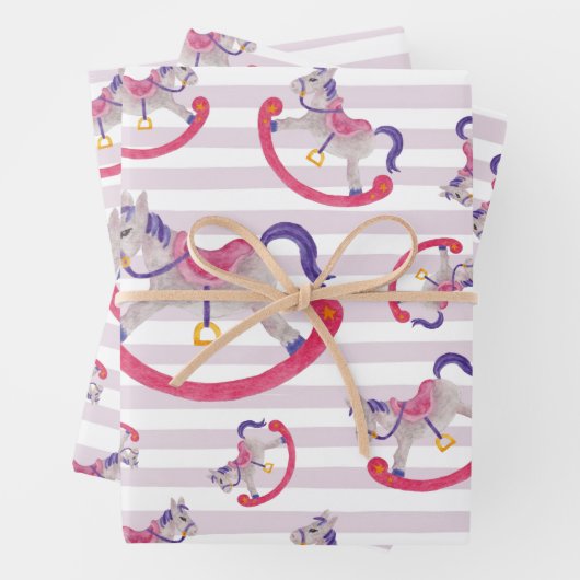 Kid's rockendes Pferdemuster Geschenkpapier Set (Beispiel)
