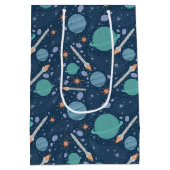 Kids Rocket Ship Jupiter Saturn Planet Stars Mittlere Geschenktüte (Rückseite)