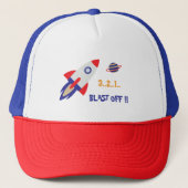 Kids Rocket Trucker Hat – Blast Off Space Fun Truckerkappe (Vorderseite)