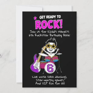 Kids Rockstar Geburtstagsparty rockt Einladung
