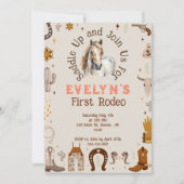 Kids Rodeo Cowboy Rustikaler Western Einladung (Vorderseite)