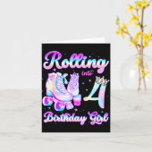 Kids Rolling Into 4 Roller Skating 4th Birthday Gi Karte (Gelbe Blume)