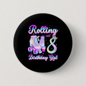 Kids Rolling Into 8 Roller Skating 8th Birthday Gi Button (Vorderseite)
