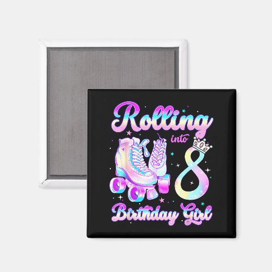 Kids Rolling Into 8 Roller Skating 8th Birthday Gi Magnet (Vorderseite/Rückseite)