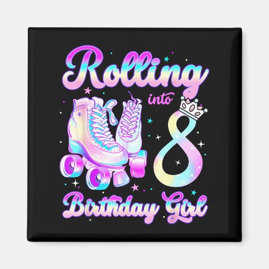 Kids Rolling Into 8 Roller Skating 8th Birthday Gi Magnet (Vorne)